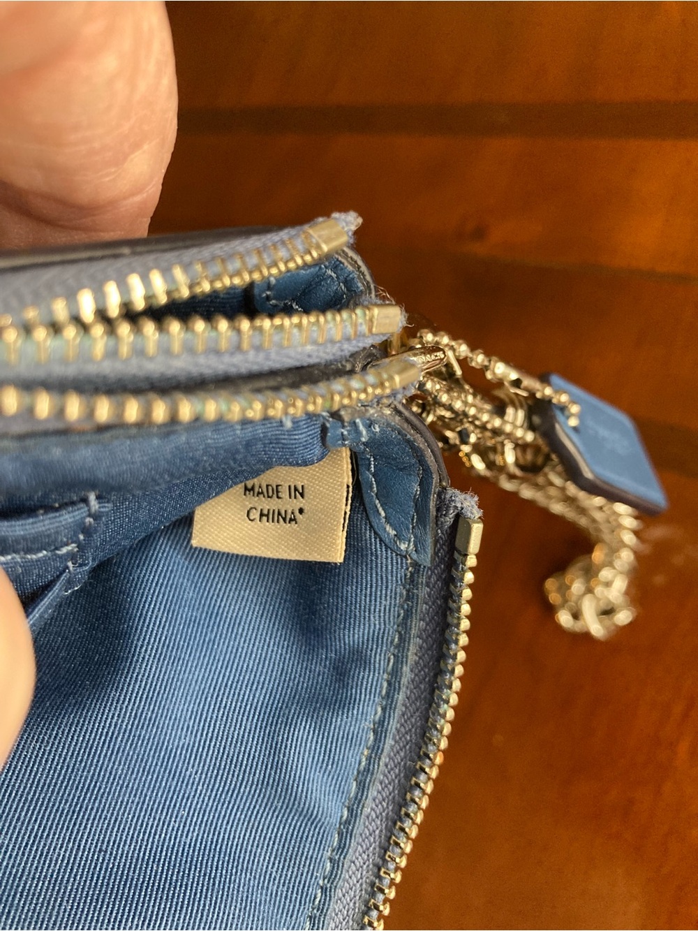 Coach Double L-Zip Teal Blue Full-Grain Leather Wristlet - Picture 15 of 16